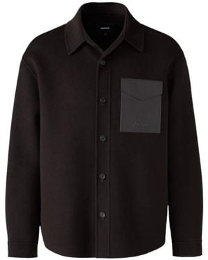 Mackage Emmanuel Double-Face Wool Overshirt With Leather Patch Pocket - Black