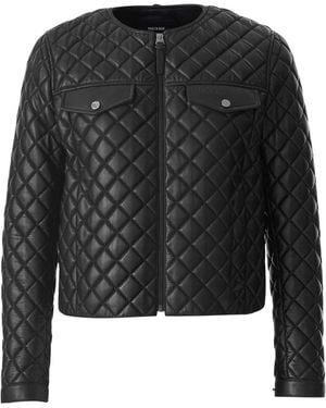 Mackage Lena Quilted Lamb Leather Cropped Jacket - Black