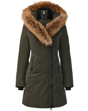 Mackage Kay-F Down Coat With Natural Fur Signature Collar - Green
