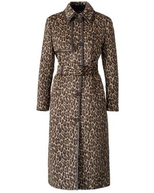 Mackage Zeva-A Long Wool Coat With Leather Trim - Brown