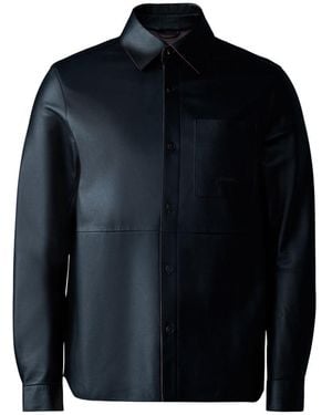 Mackage Remington Two-Tone Leather Overshirt - Blue