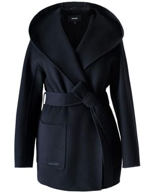 Mackage Paya-Z Hooded Wool Wrap Coat - Blue