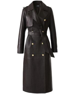 Mackage Gael-Nv Croc-Embossed Maxi Leather Trench Coat - Black