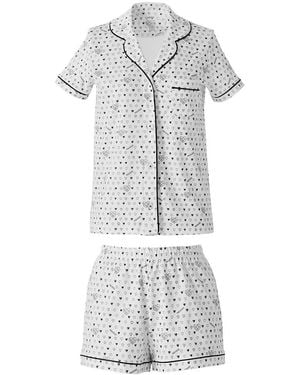 Mackage Short Sleeve Cotton Polo Pajama Set — X Roller Rabbit - White