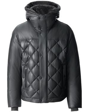 Mackage Cash Diamond-Quilted Leather Jacket With Shearling Hood - Black