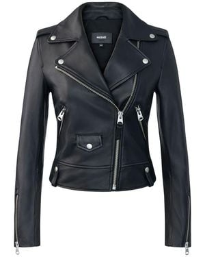 24AW new/Mackage バヤレザーバイカージャケット Jacket Black Baya, (R) Leather biker jacket for ladies | Mackage® US