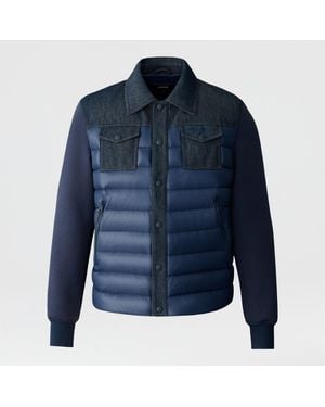 Mackage Donovan Quilted Contrast Snap Jacket - Blue