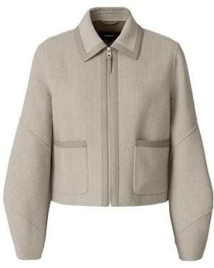 Mackage Solana-Hb Double-Face Herringbone Wool Balloon Sleeved Short Jacket - Gray