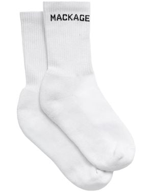 Mackage Woods Stretch Cotton Logo Socks - White