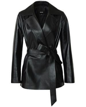 Mackage Vada-Po Leather Wrap Coat - Black