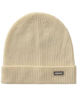 Mackage Dawson Fish Rib Knit Wool Blend Beanie - Natural