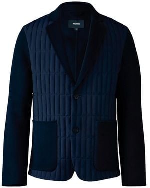 Mackage John Mixed-Media Vertical Quilt Blazer - Blue