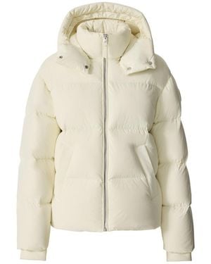 Mackage Greer-Str Medium Down Jacket With Hood And Storm Visor - Natural