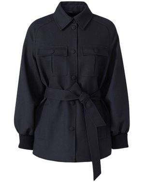 Mackage Eugenia Wool Gabardine Jacket With Balloon Sleeve - Blue