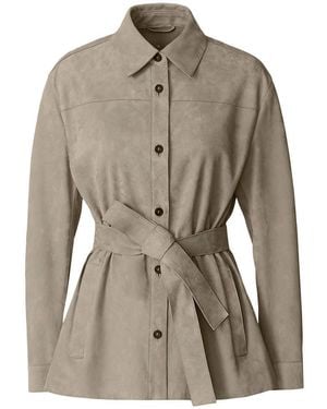 Mackage Azalia-Su Belted Suede Shirt Jacket - Gray