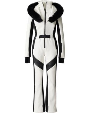 Mackage Elle-Zr Bonded Fleece Ski Suit With Removable Fur-Trimmed Hood - Black