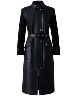 Mackage Evelina 2-In-1 Long Lamb Leather Coat With Removable Sleeves - Blue