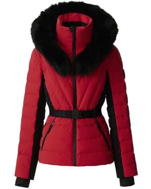 Mackage Elita-Zr Down Ski Jacket With Removable Fox Fur Trim - Red