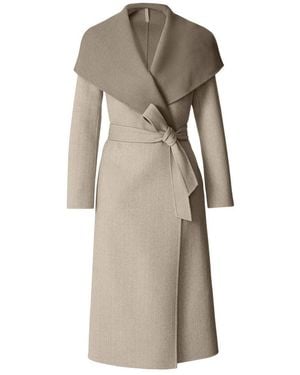 Mackage Mai-Hb Double-Face Herringbone Wool Wrap Coat - Natural