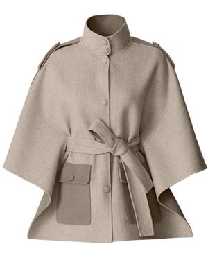 Mackage Henrietta-Hb Herringbone Double-Face Wool Cape Jacket - Brown