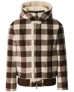 Mackage Jay-Pl Plaid Wool Jacket With Shearling-Lined Hood - Brown