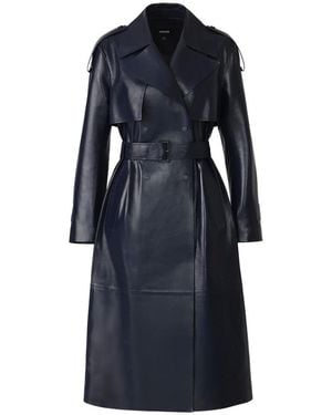 Mackage Carmela Leather Trench With Belt - Blue