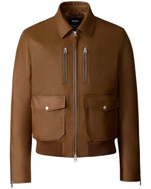 Mackage Chance-Z Spread Collar Leather Jacket - Blue