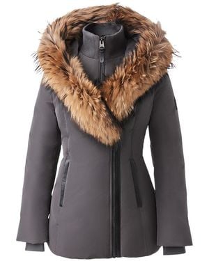 Mackage Adali-F Down Coat With Natural Fur Signature Collar - Gray