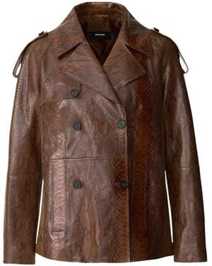 Mackage Dolores-Snk Double-Breasted Snake Leather Jacket - Brown