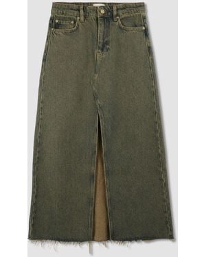 Ganni Gonna Maxi Overdyed Heavy Denim - Verde