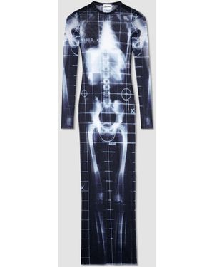 Jean Paul Gaultier Vestito Lungo Con Stampa Squeletor - Blu