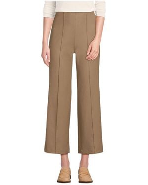 Lands' End Bi Stretch High Rise Pintuck Wide Leg Crop Pants - Natural