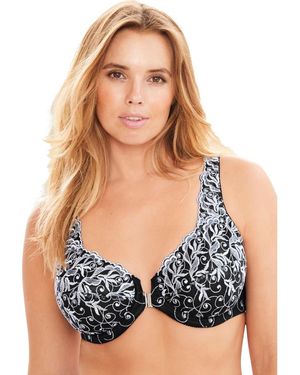 Amoureuse Plus Size Embroidered Front-close Underwire Bra - Blue