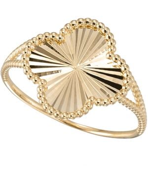 Italian Gold Four Leaf Clover Ring - Metallic