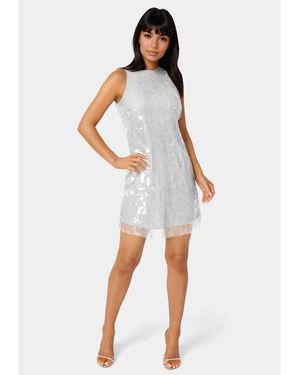 Bebe Clear Sequin Dress - White
