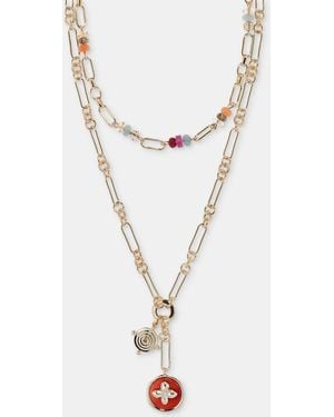 On 34th Bead & Charm Layered Lariat Necklace - White
