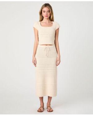 French Connection Nellis Cotton Collage Short Sleeve Top Nellis Cotton Side Slit Skirt - Natural