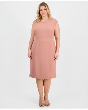Kasper Plus Size Extended Cap Sleeve Sheath Dress - Pink