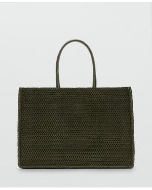 Mango Natural-fiber Tote Bag - Green