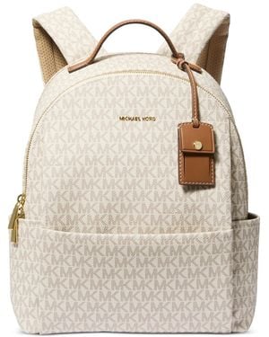 Michael Kors Sable Medium Signature Logo Backpack - Natural
