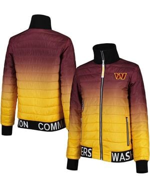 The Wild Collective Burgundy/gold Washington Commanders Color Block Full-zip Puffer Jacket - Orange
