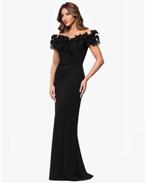 Xscape Ruffled Sleeveless Scuba Fit & Flare Dress in Black | Lyst