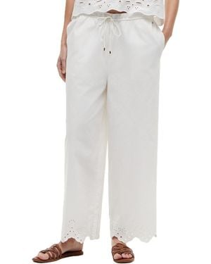 Tommy Hilfiger Cotton Broderie Straight-leg Ankle Pants - White