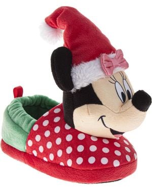 Disney Minnie Mouse Girls' Christmas Slippers Cozy - Red