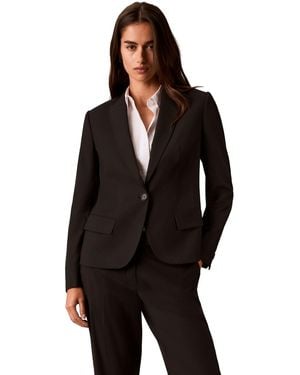 Calvin Klein Petite One-button Lapel Collar Jacket - Black