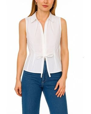 1.STATE Collared Tie-front Tank Top - Blue