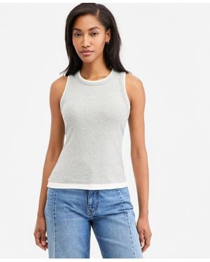 On 34th Micro Rib Faux-layered Tank Top - White