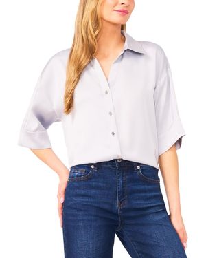Cece Drop Shoulder Button-up Shirt - White