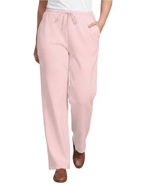 Lands' End Plus Size Serious Sweats High Rise Relaxed Straight Leg Pants - Pink