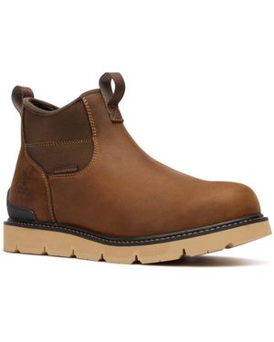 Georgia Boot Carbon Flex Wedge Chelsea Carbon Toe Work Boot - Brown